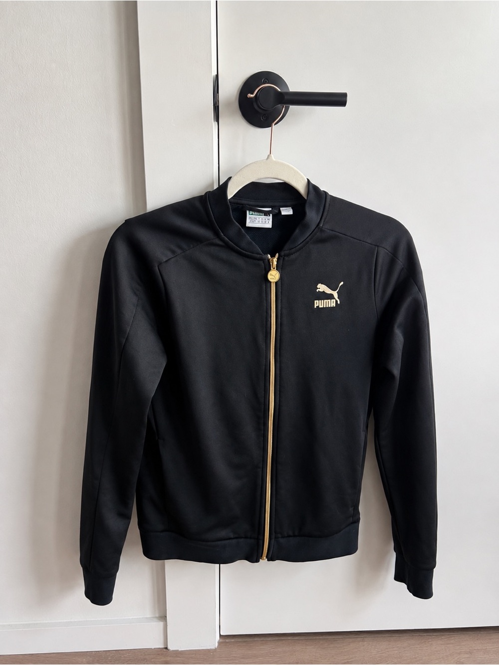 Puma Black Bomber Jacket with Gold Zip